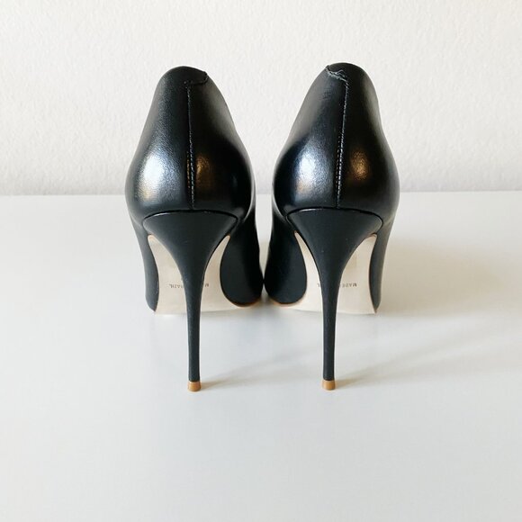 NEW Massimo Matteo Pointy Toe Black Pumps Heels Leather Women's Size 7M - Picture 10 of 11